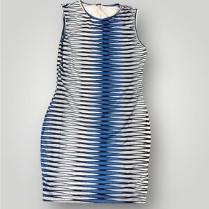 Shein blue white print pattern bodycon dress Size M